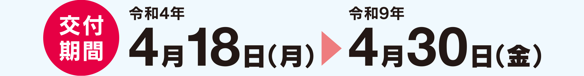 交付期間:令和4年4月18日（月）から令和9年4月30日（金）